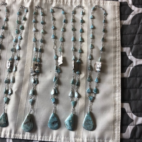 Bundle of 7 Turquoise Silver Dominican Republic Necklaces - Picture 3 of 6